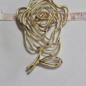 Gold Plated Rose Outline Pendant  - Elegant Floral Accent